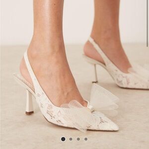 ASOS Ivory Lace Bow Slingback Heels